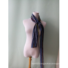 New Chromatic Stripe Chiffon Crushed Scarf Ties